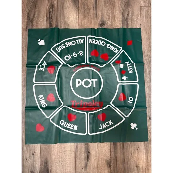 Tripoley Game Mat ONLY By Cadaco-Ellis 26" X 26" Vinyl Green & Red - Picture 1 of 6